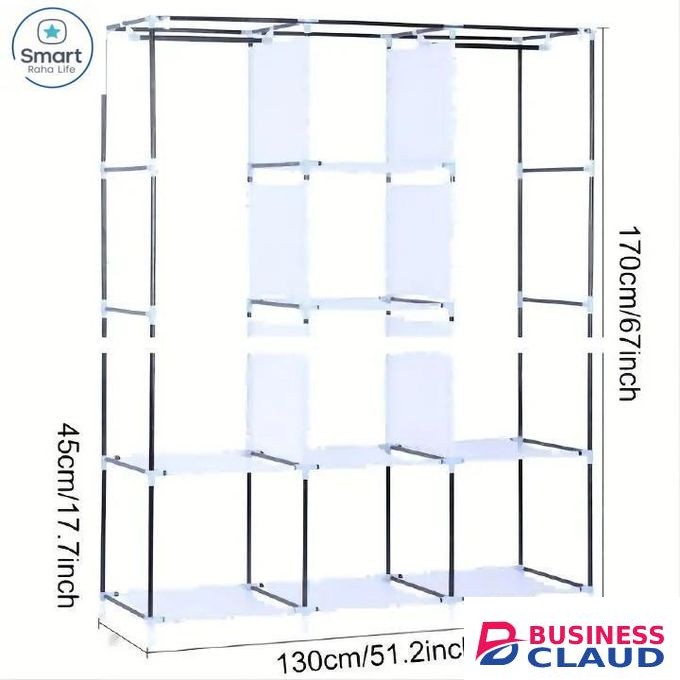 Smartraha life RahaLife 130CM 3 Column Metallic Wardrobe-Black