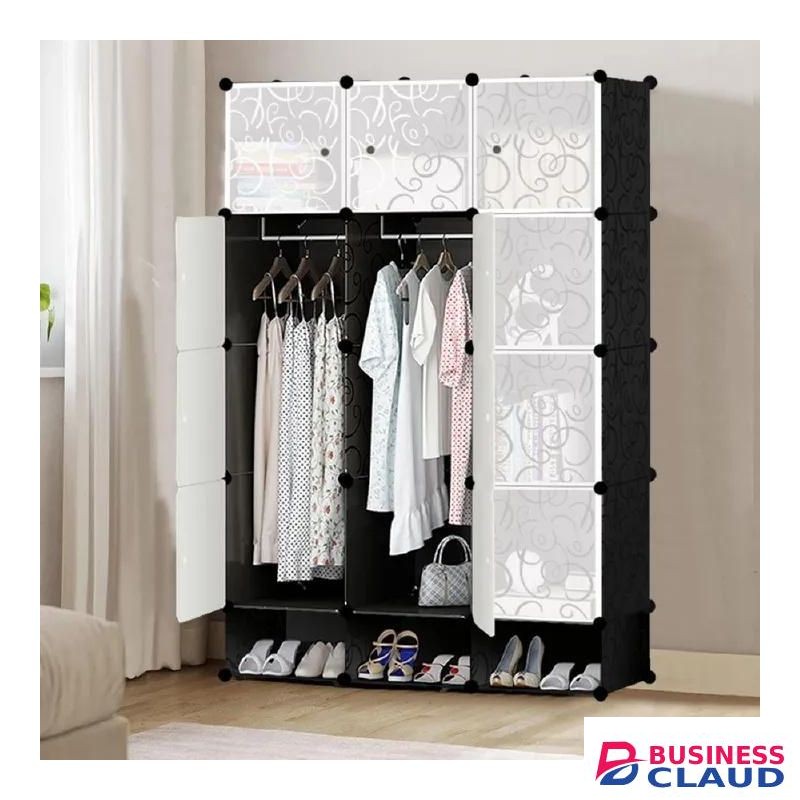 Smartraha life RahaLife 12 Grids 3 Columns Plastic Clothes Portable Wardrobe Full-Depth 55CM Closet Storage Shelf With Shoes Storage Box