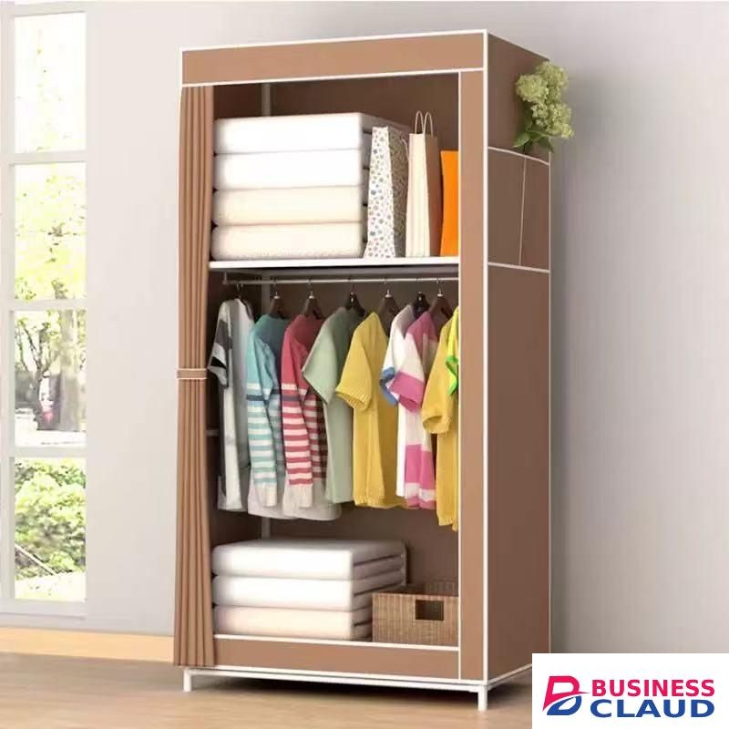 Nice One YG-70 - Simple Portable Fabric Cloth Wardrobe With Hanging Section - Coffee