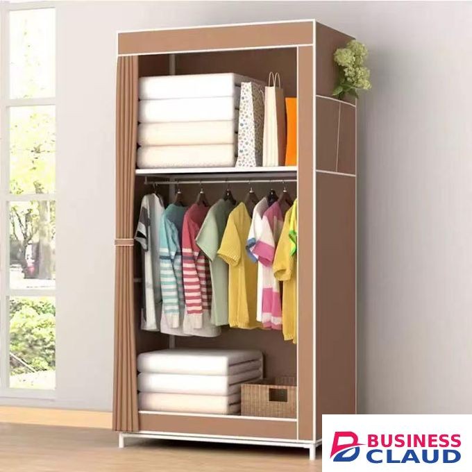 Nice One YG-70 - Simple Portable Fabric Cloth Wardrobe With Hanging Section - Coffee