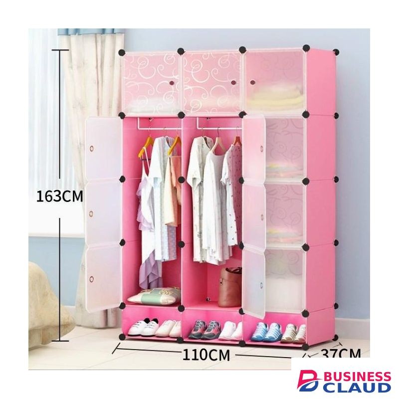 Homemate Blue 12 Grids 3 Columns Plastic Clothes Portable Wardrobe Closet Storage Shelf With Shoes Storage Box for Books Clothes Toys Sundries Space Saving Household Organizer WDR02BU Blue