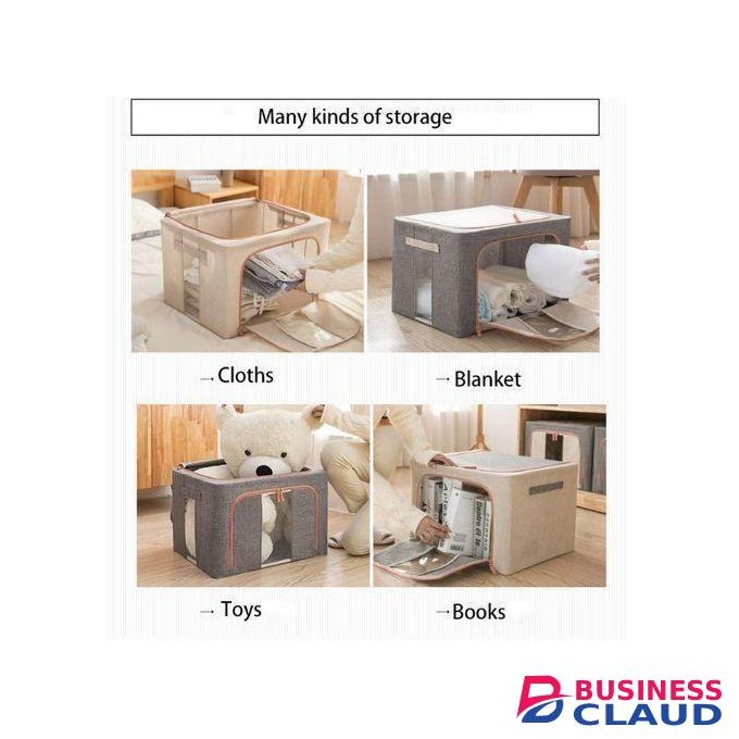 66L Large Clothes Storage Bag, Foldable Portable Storage Box with Zipper, Waterproof Space Saver for Seasonal Clothing, Bedding, Blanket, Moving & Home Organization