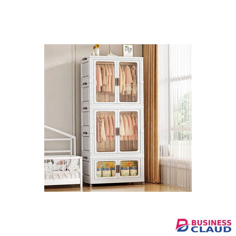 Double-door modular wardrobe, large-capacity storage cabinet (two long cabinets + one short cabinet)