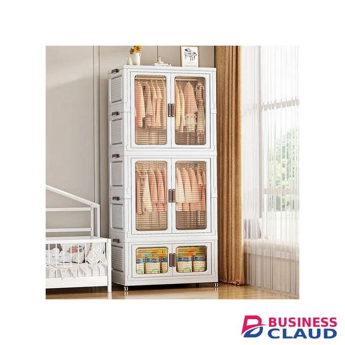 Double-door modular wardrobe, large-capacity storage cabinet (two long cabinets + one short cabinet)