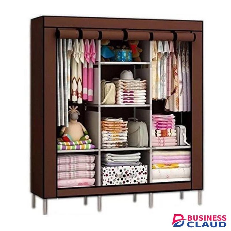 HOMMY 3 Column Portable Wardrobe - Brown Cover