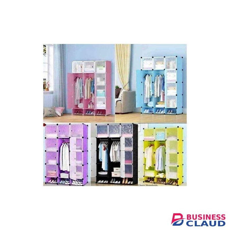TC Portable 3 Column Plastic Wardrobe Large Capacity Assemble Organizer Closet plastic wardrobe SOLID Plastic Cloth storage Wardrobe