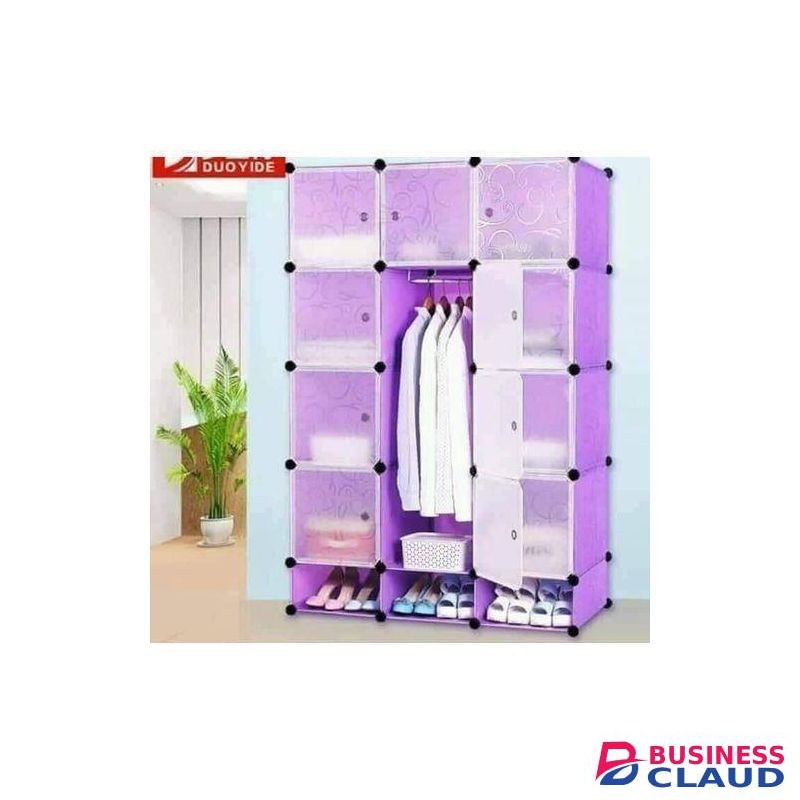 TC Portable 3 Column Plastic Wardrobe Large Capacity Assemble Organizer Closet plastic wardrobe SOLID Plastic Cloth storage Wardrobe