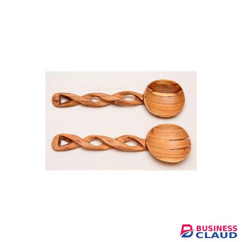 Set of twisted salad wooden spoon ( 20 cm long)