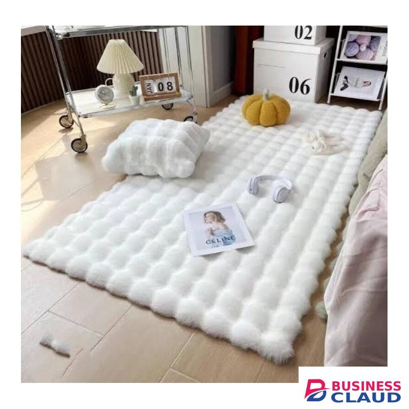 Rabbit fur bedside runner rug