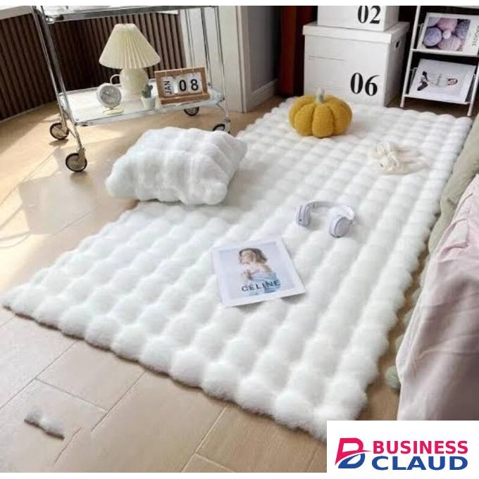 Rabbit fur bedside runner rug