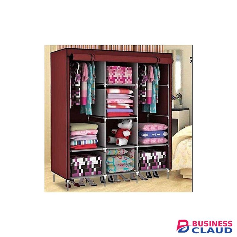 3Column Portable Wardrobe-Maroon,High Quality