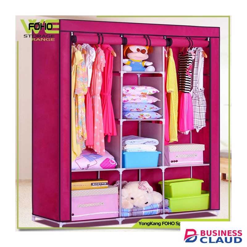 TC Pink Portable Wardrobe 3 Column