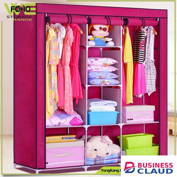 TC Pink Portable Wardrobe 3 Column