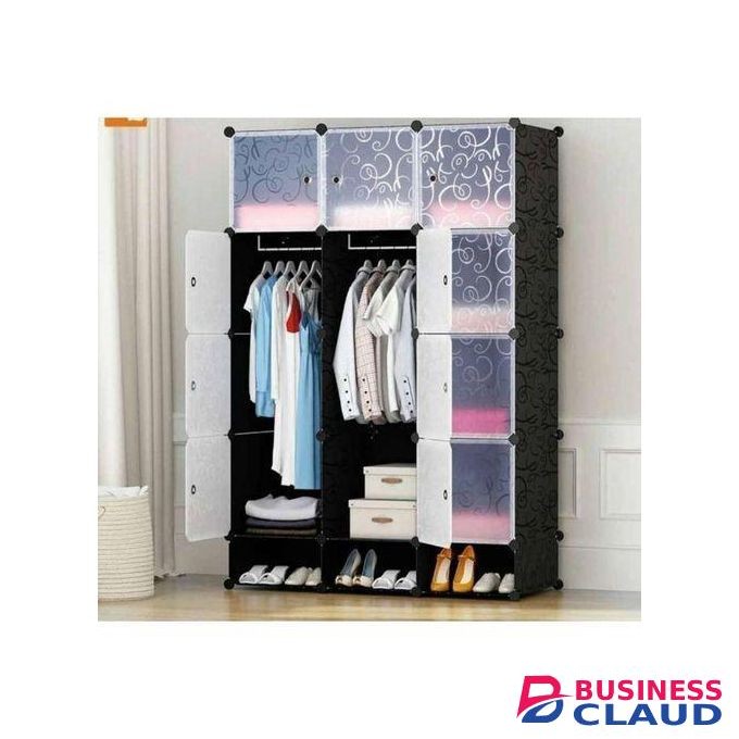 3 Column Portable Plastic Wadrobe-black