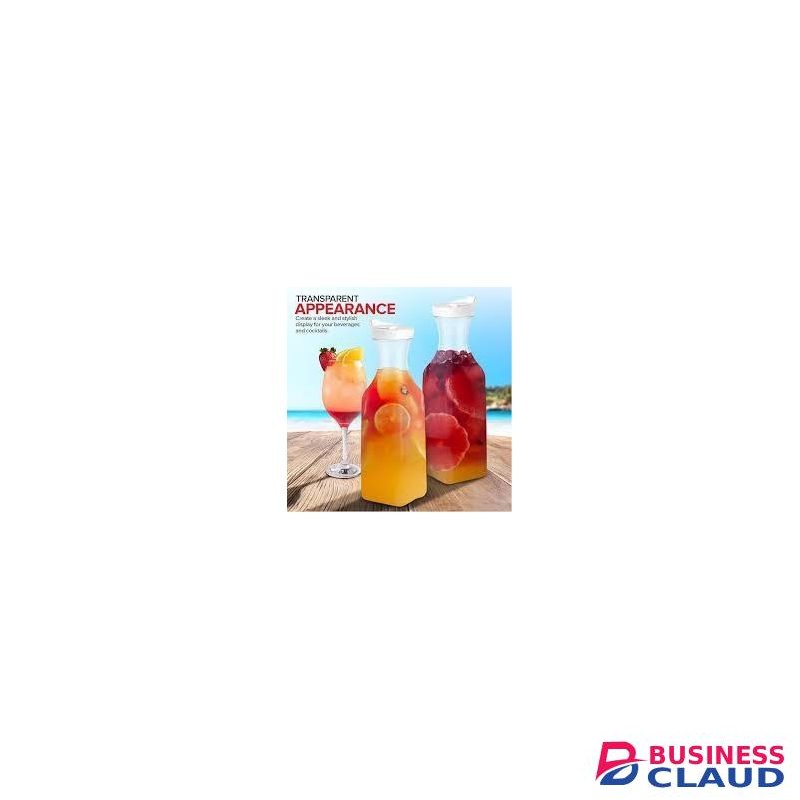 1.5 litres Plastic Juice Carafe with Lids (Set of 3) Carafes for Mimosa Bar, Drink Pitcher with Lid, Water Bottle, Milk Container, Clear Beverage Containers for Fridge, Pantry Storage, Round Pitchers- 3pcs