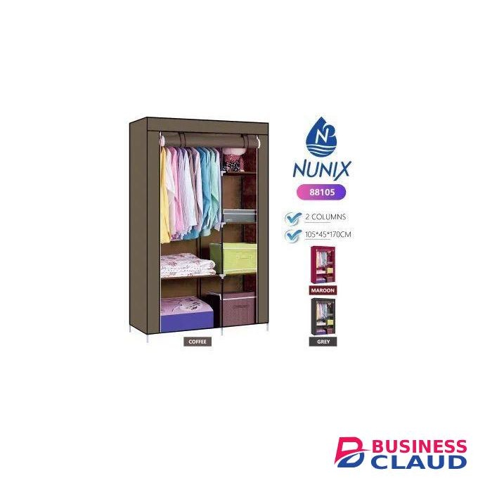 Portable 2 Columns Metallic Wardrobe 105*45*170cm Wardrobe Assemble Closets Portable Home Storage Portable Wardrobe Clothing storage