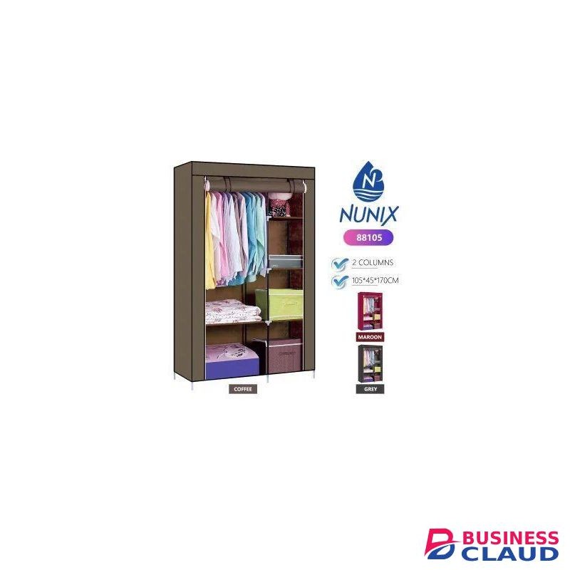 Portable 2 Columns Metallic Wardrobe 105*45*170cm Wardrobe Assemble Closets Portable Home Storage Portable Wardrobe Clothing storage