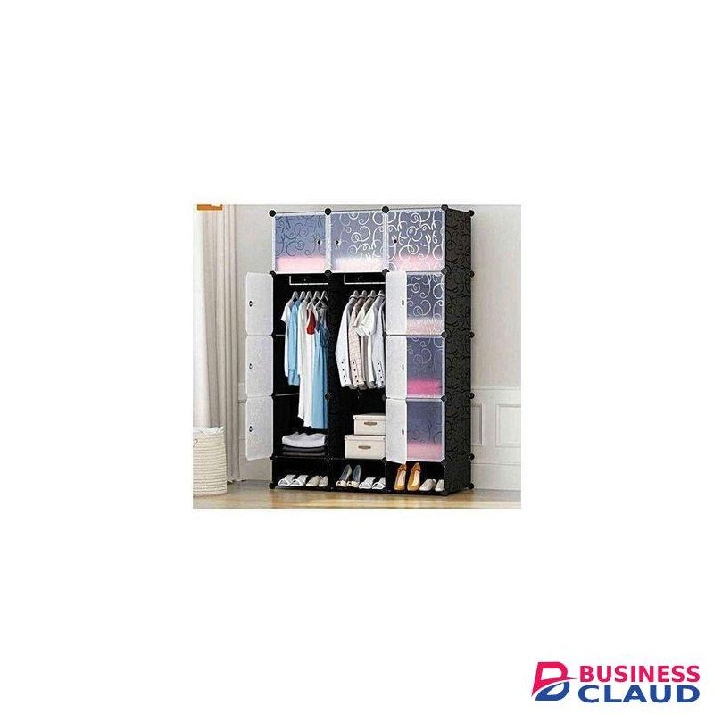 Portable 3 Column Plastic Wardrobe Large Capacity Assemble Organizer Closet plastic wardrobe SOLID Plastic Cloth storage Wardrobe