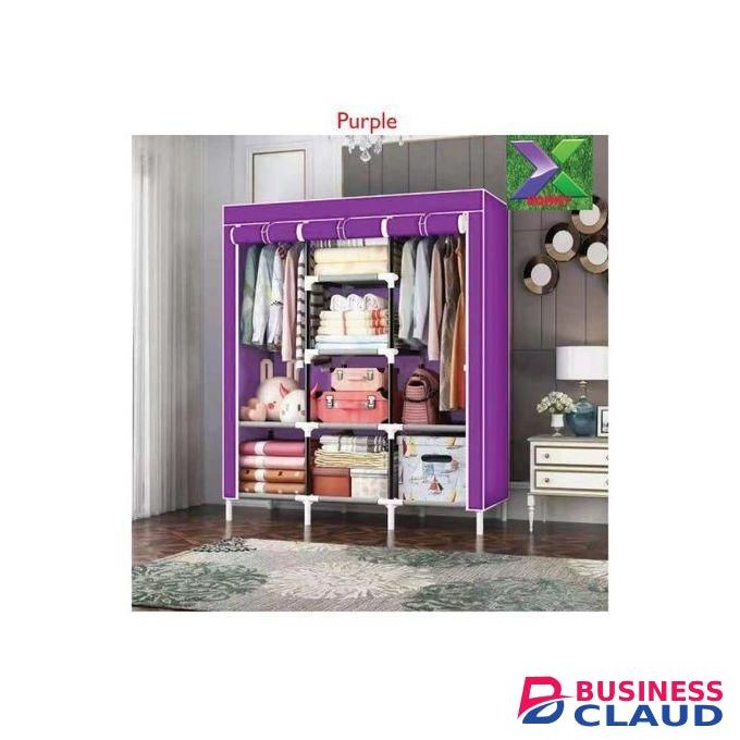 Homi High Quality 3 Columns Portable Wardrobe With Wooden Rods
