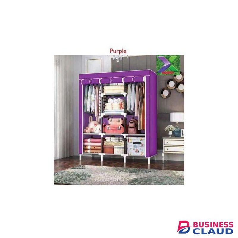 Homi High Quality 3 Columns Portable Wardrobe With Wooden Rods