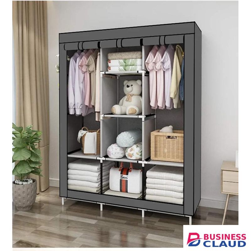 Metallic 3 Column Portable Waldrobe