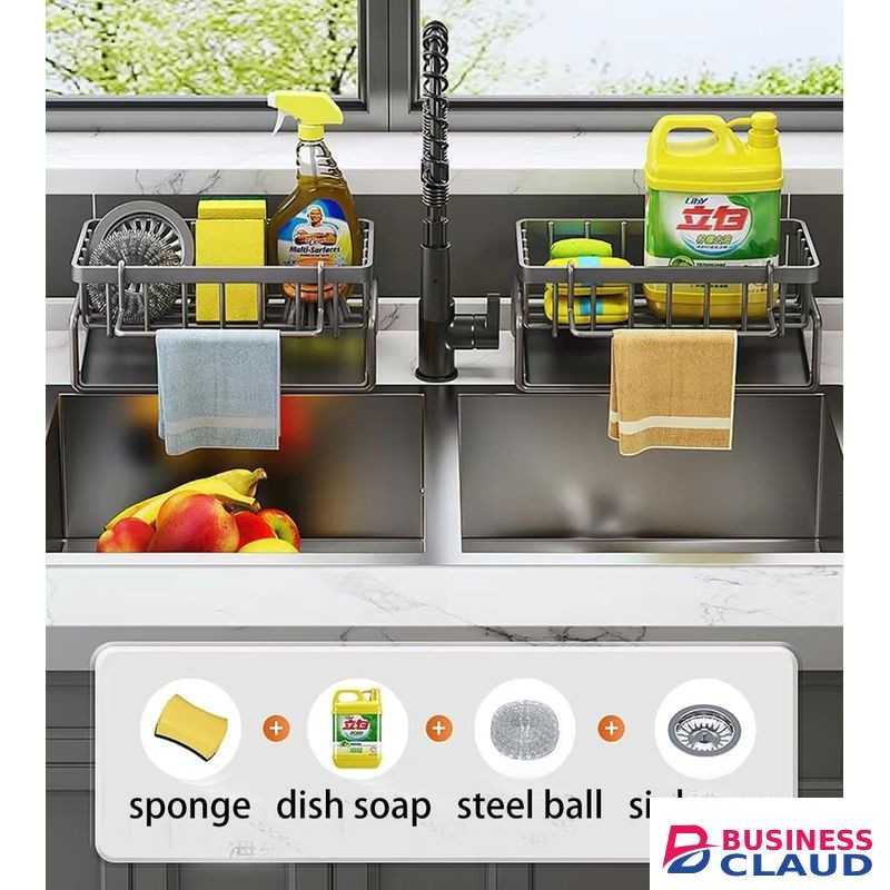 Kitchen Dish Rack，Kitchen Shelf,Sink Rack, Drain Rack - Black
