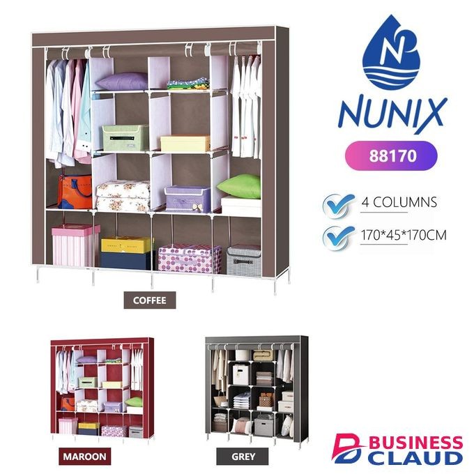 4-column portable metallic wardrobe