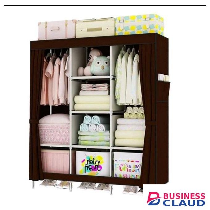 HOMMY Portable Wardrobe 3 Column - Pink, Brown, Grey, Navy , Purple