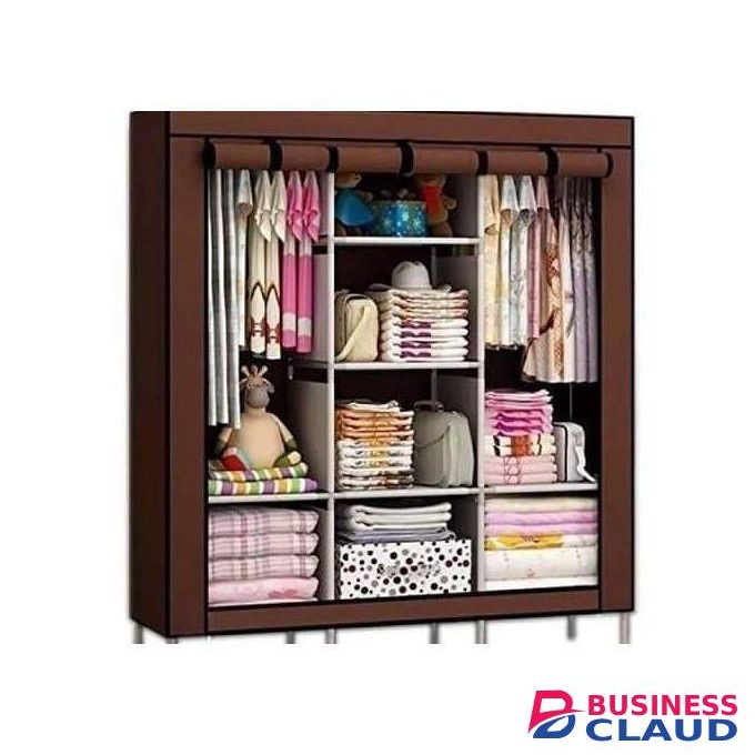 TC High Quality 3 Columns Portable Wardrobe With Metallic Rods