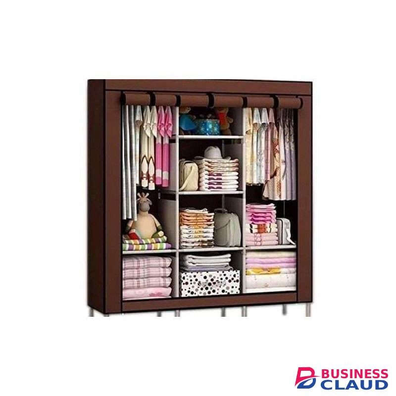 TC High Quality 3 Columns Portable Wardrobe With Metallic Rods