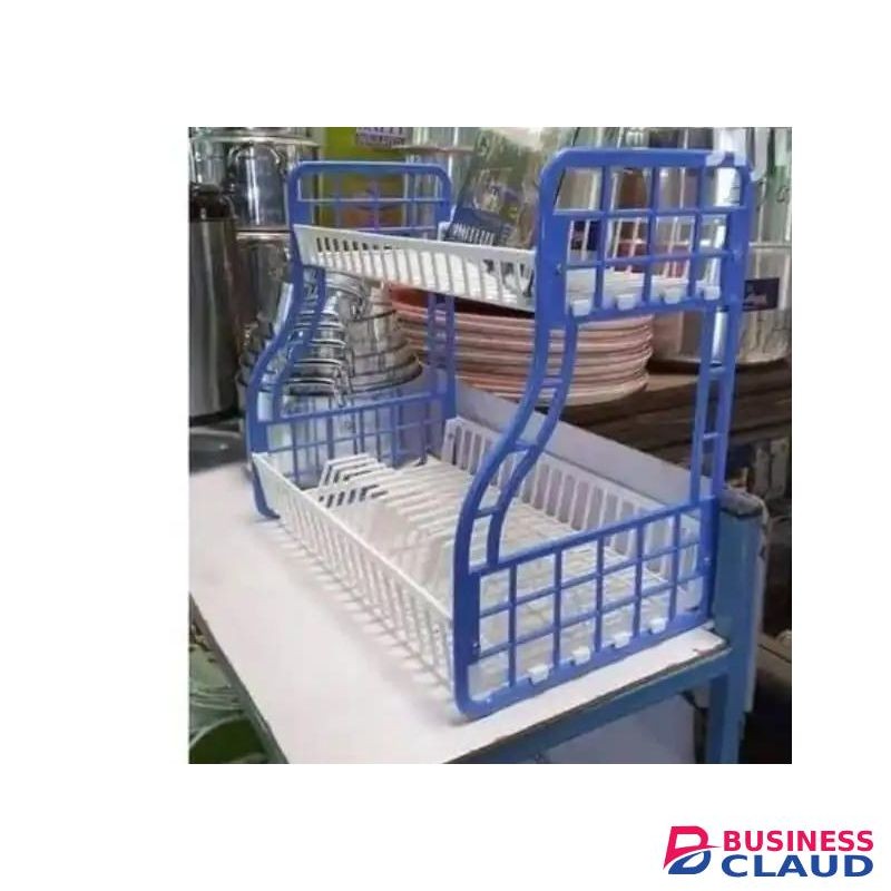 Kenpoly Double Decker Dishrack Two Tier Heavy Plastic Dish Rack Utensil Organizer 2 Layers Kitchen Households