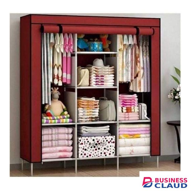 Rashnik 3 Column Portable Wardrobe - 88130 Wine Red