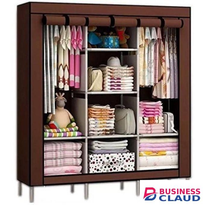 Mettalic Portable Cloth Wardrobe 3 Column