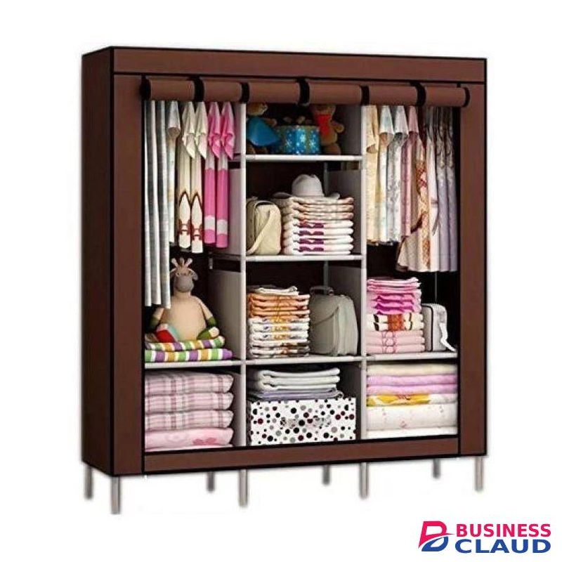 Mettalic Portable Cloth Wardrobe 3 Column