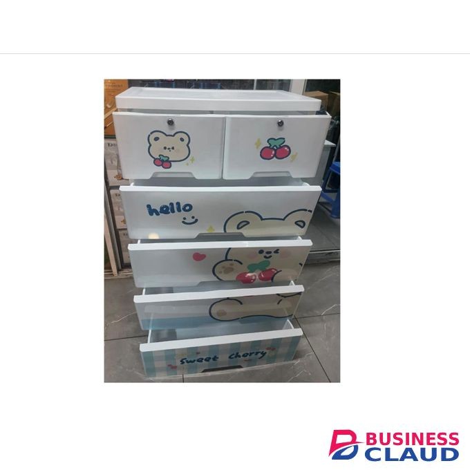 Assorted Decorations Hard Plastic Baby Clothes Wardrobe with 4 Large Drawers and 2 medium Drawer