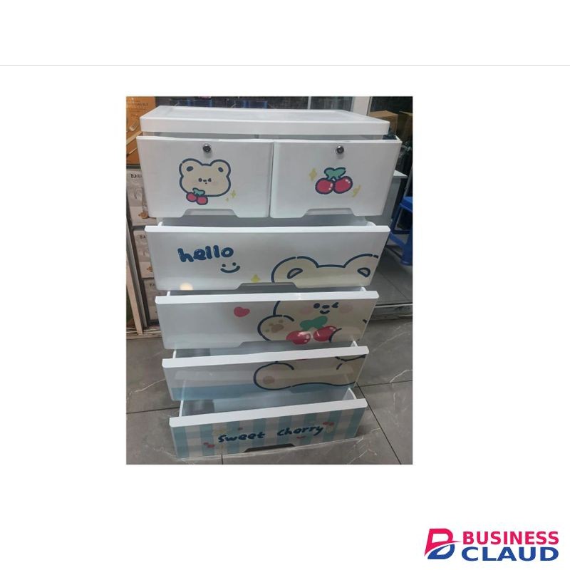 Assorted Decorations Hard Plastic Baby Clothes Wardrobe with 4 Large Drawers and 2 medium Drawer
