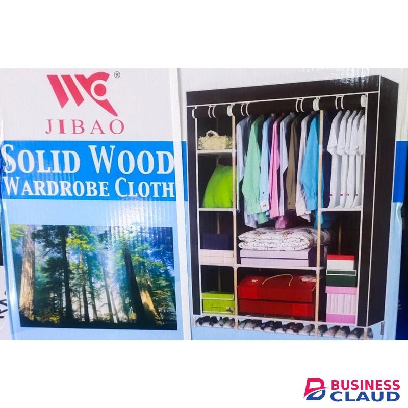 JIBAO 3 Column Wooden Portable Wardrobe