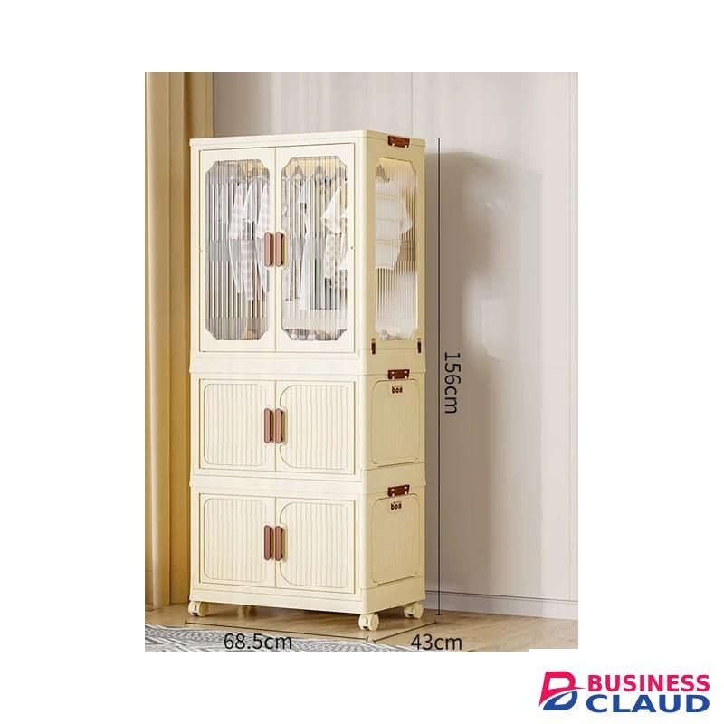 Stackable 3-Level Plastic Portable Wardrobe Durable Storage Organizer