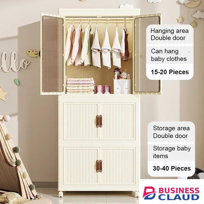 Stackable 3-Level Plastic Portable Wardrobe Durable Storage Organizer
