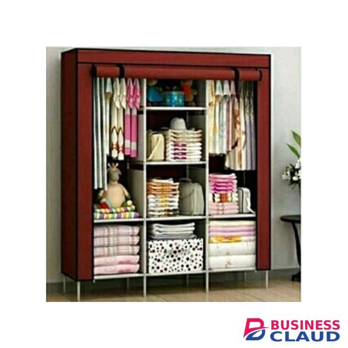 TC Mettalic Portable Cloth Wardrobe 3 Column..