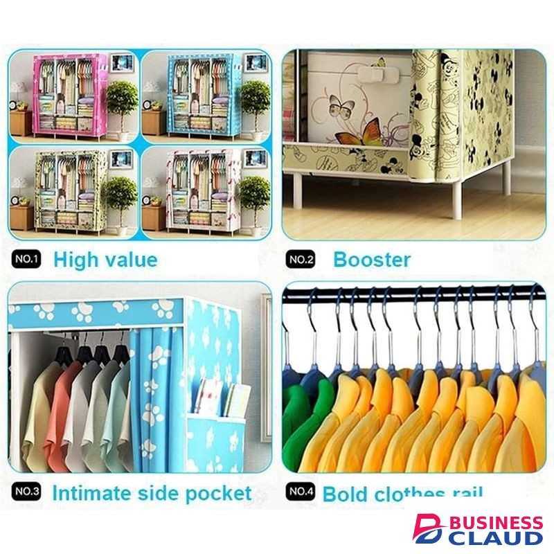 Extra-Large Multifunction Portable Fabric Wardrobe Closet, Reinforced Cloth Clothes Storage Organizer with Steel Frame and Dust-Proof Cover