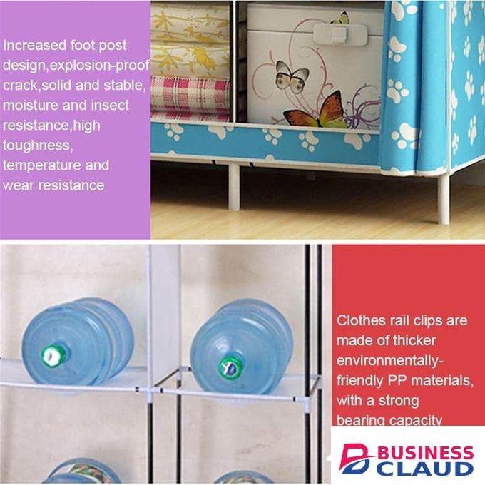 Extra-Large Multifunction Portable Fabric Wardrobe Closet, Reinforced Cloth Clothes Storage Organizer with Steel Frame and Dust-Proof Cover