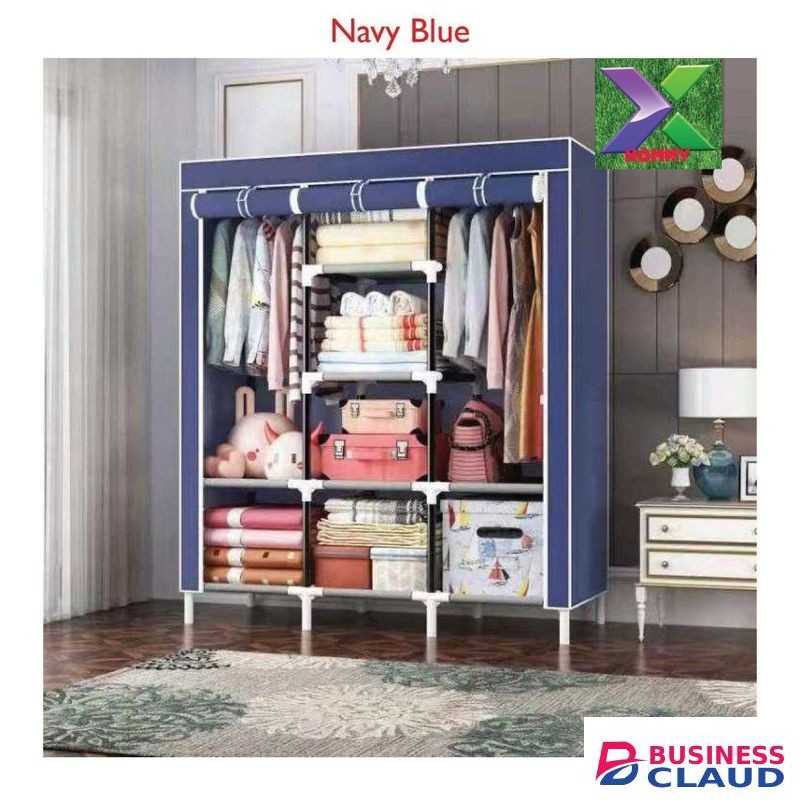 3-Column Portable Metallic Wardrobe - Large Capacity Fabric Closet Organizer - Sturdy Steel Frame - Dustproof & Waterproof Cover - 130x45x175cm