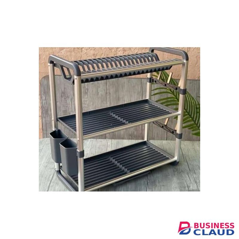 Aluminium 3 layer dish rack With removable draining trays