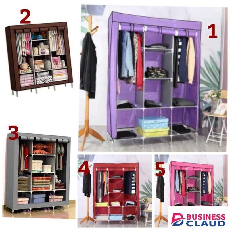 Three Column Metallic Portable wardrobes