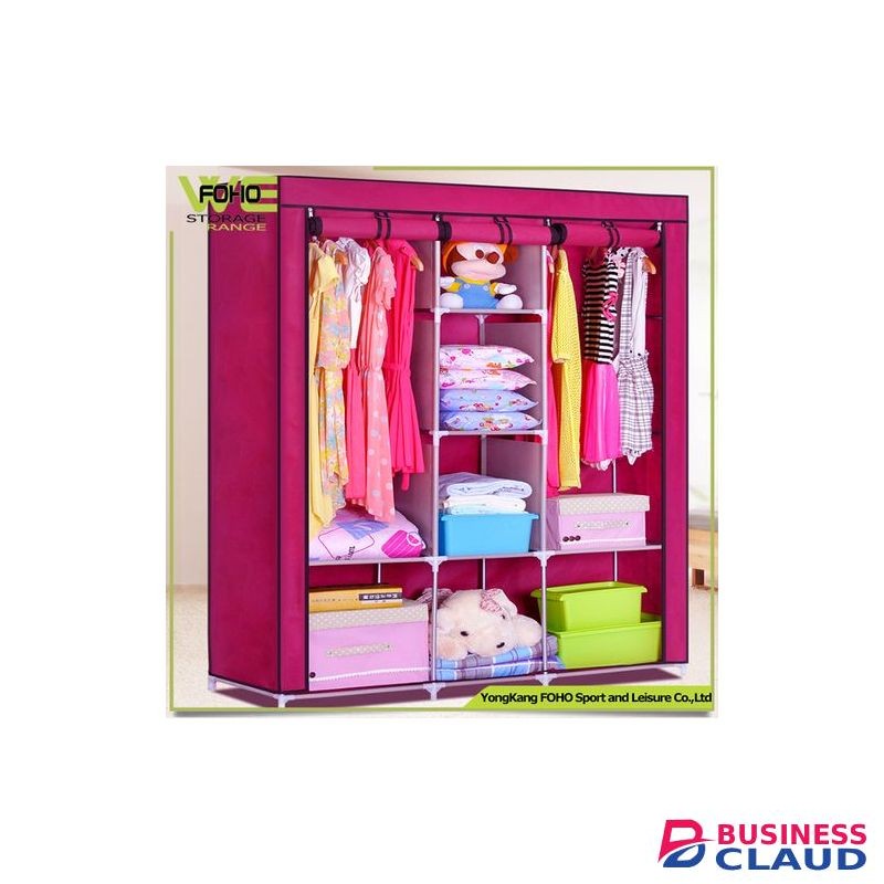 TC Portable Wardrobe 3 Column - Pink