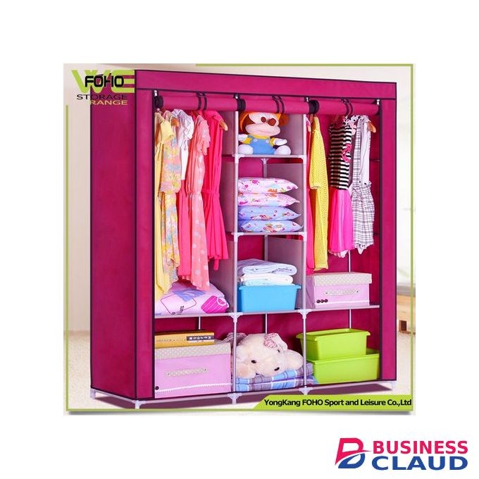 TC Portable Wardrobe 3 Column - Pink
