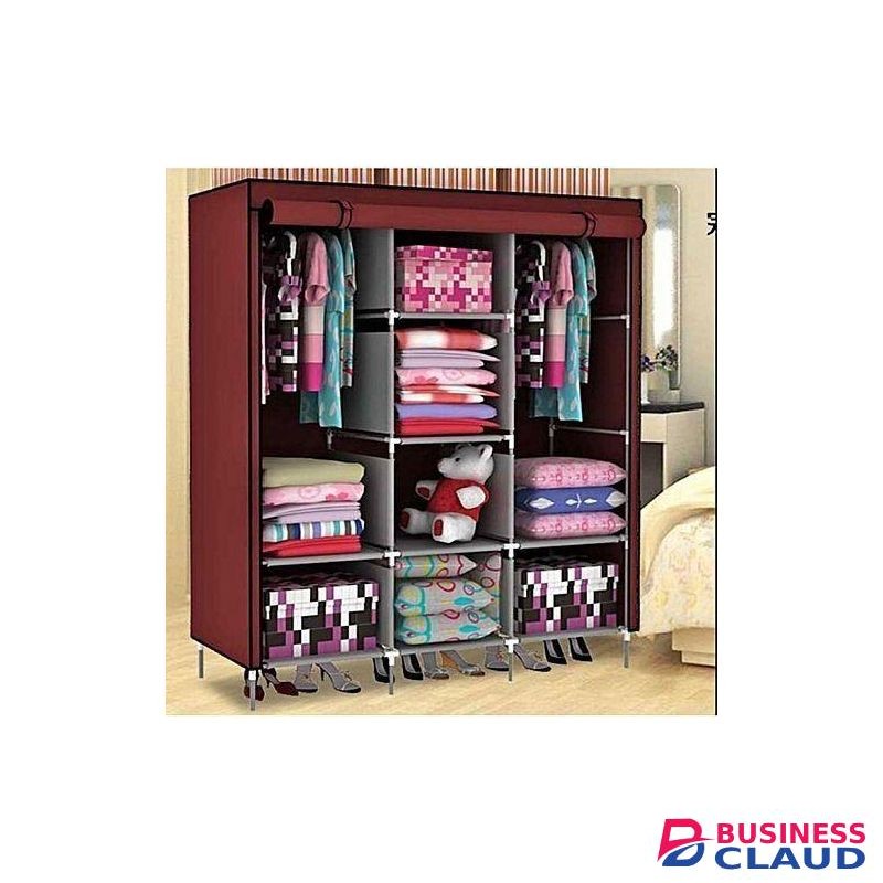 3Column Portable Wardrobe-Brown ,High Quality