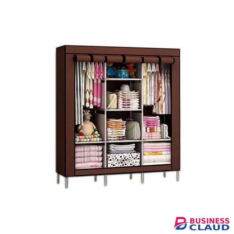 3 Column Wardrobe Assemble Portable Home Storage-metallic