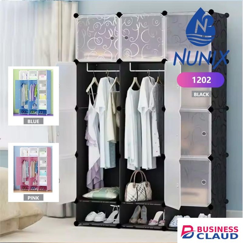 Nunix Wardrobe Strong 3 Columns Plastic Wardrobe